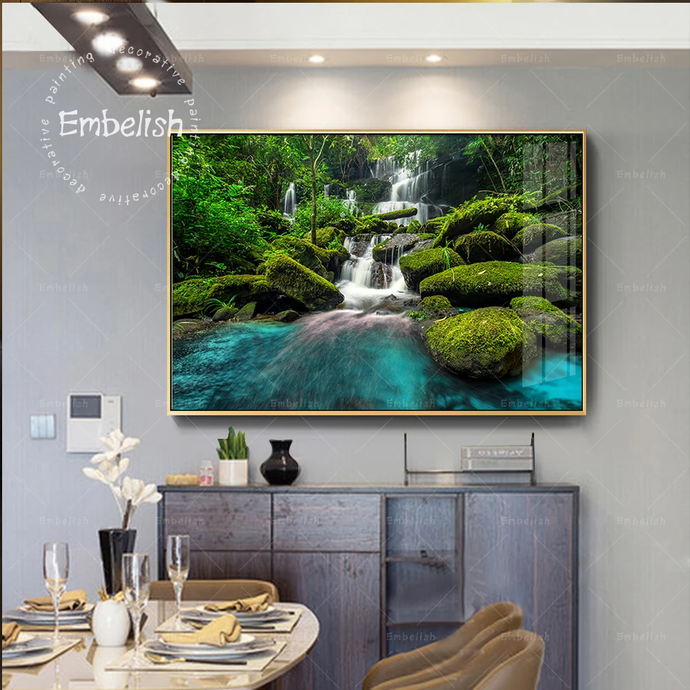 

Embelish 1 Pieces Waterfall Forest Landscape HD Print On Canvas Oil Paintings For Living Room Modern Home Decor Pictures Posters