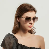 zenottic oversized rimless sunglasses for women trendy geometric diamond cutting gradient lens uv protection fashion shades