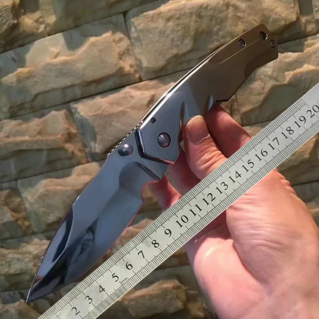 

FREE SHIPPING 440 BLADE High quality folding knife Mirror Light ALL STEEL Handle FAST OPENING Pocket Self-defense knife