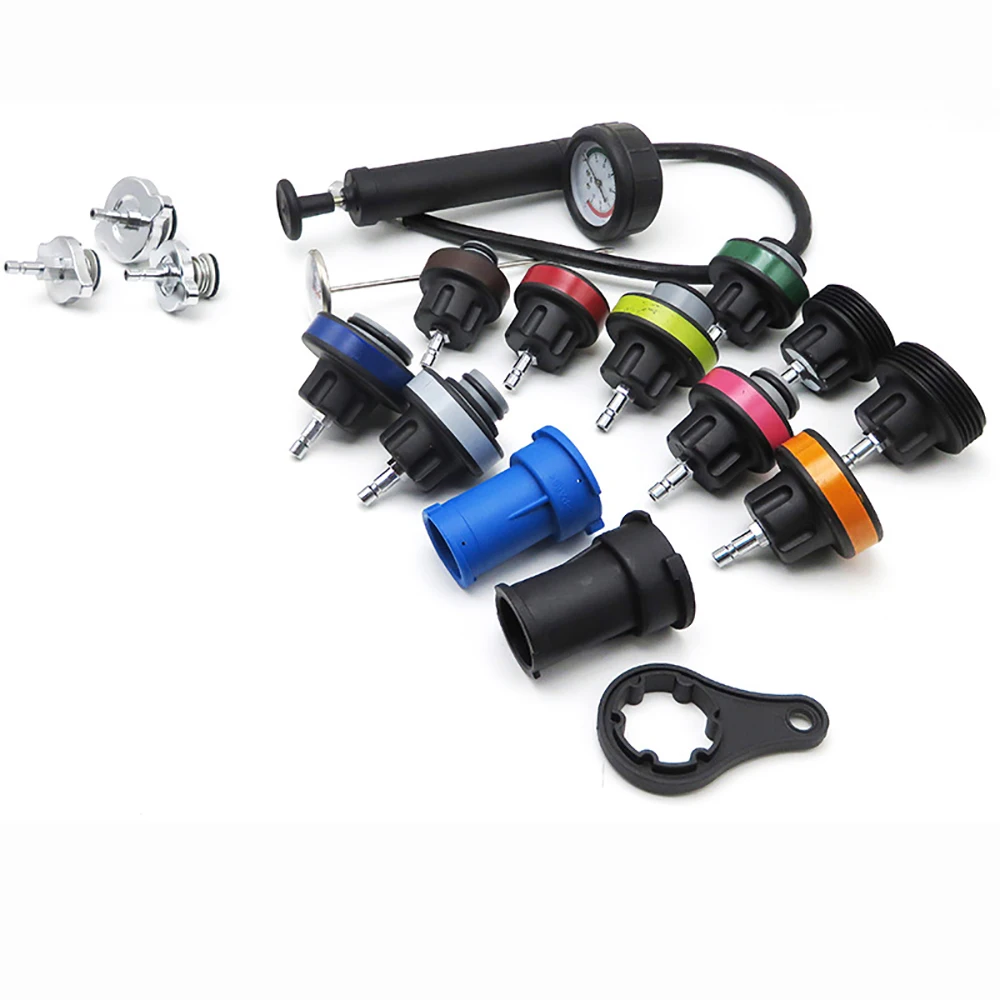 

18PCS Car Water Tank Leak Detector Auto Cooling System Tester Radiator Pessure Tester Universal Auto Tools