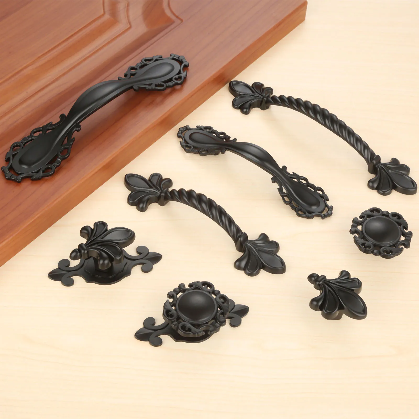 Черные ручки и для шкафа из цинкового сплава дверная ручка кухонный шкаф