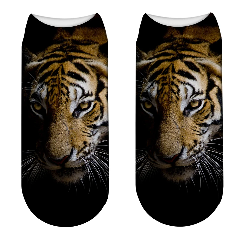 Короткие носки с 3D принтом животных Забавные милые Тигры унисекс хлопковые