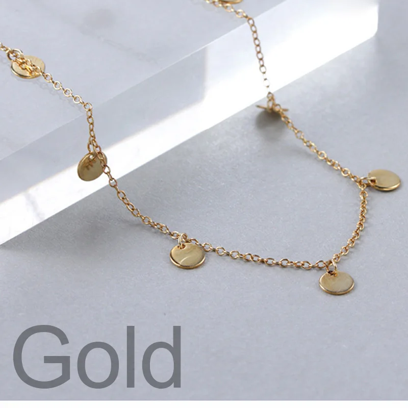Gold Trustdaivs круглый чокер, ожерелье, цепочка, вечерние, маленький круг, Шарм для женщин, модные, 925 пробы, серебряные ювелирные изделия, подарок DA451 - Окраска металла: Gold