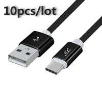 wholesale 10pcslot 1m 1 5m 2m usb type c cable braided data fast charger for type c mobile phone charging wire usb c cable