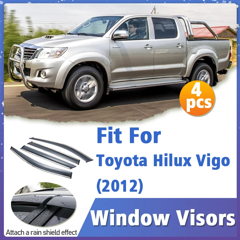 Window Visor Guard for Toyota Hilux Vigo 2012 4pcs Vent Cover Trim Awnings Shelters Protection Sun Rain Deflector Accessories