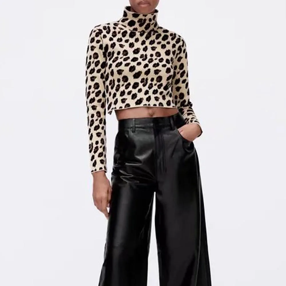 

Женский свитер с открытой спиной BM UR HM ZA, модный шикарный жаккардовый вязаный пуловер в стиле ретро для отдыха с животным принтом, новинка 2021