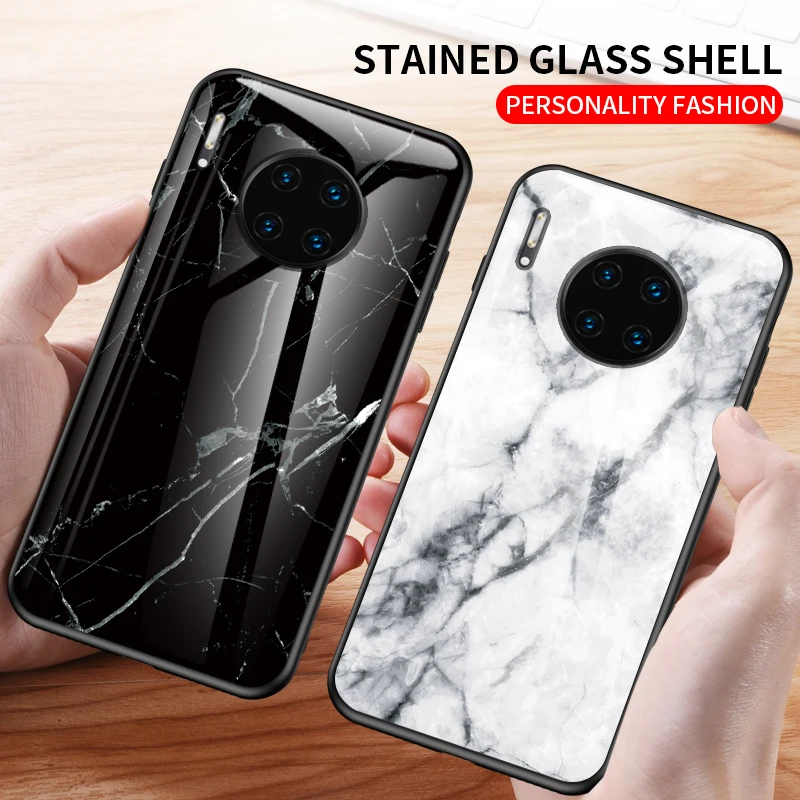 Чехол для Huawei P30 Lite мраморный узор задняя крышка из закаленного стекла чехол