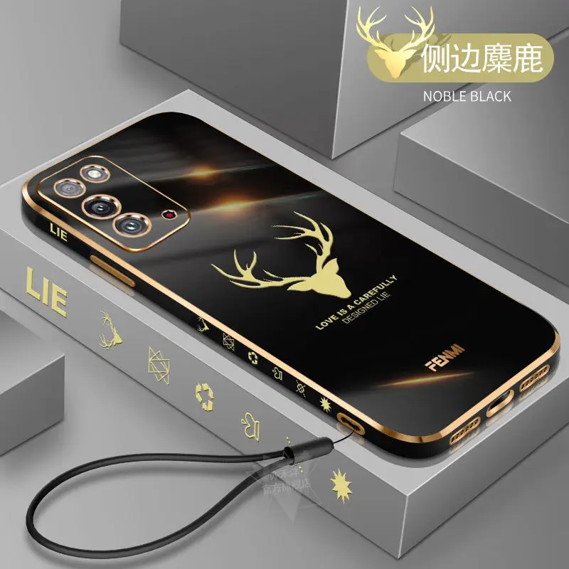

Honor X10 Case Soft TPU Camera Full Protective Phone Bags Cases Deer Pattern With Strap For Huawei Honor X10