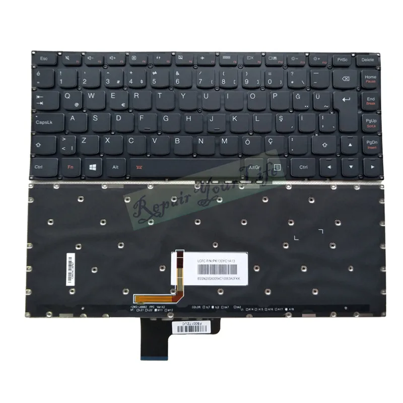 Клавиатура для ноутбука TR/Турецкая lenovo YOGA 2 13 500s-13isk 700-14ISK Yoga 3 14 147 PK130YC1A13 черная