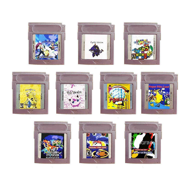 Super Pika Land TPP Trading Card Game 1 2 Team Rocket Prism Pink Memory Cartridge Card for 16 Bit Console