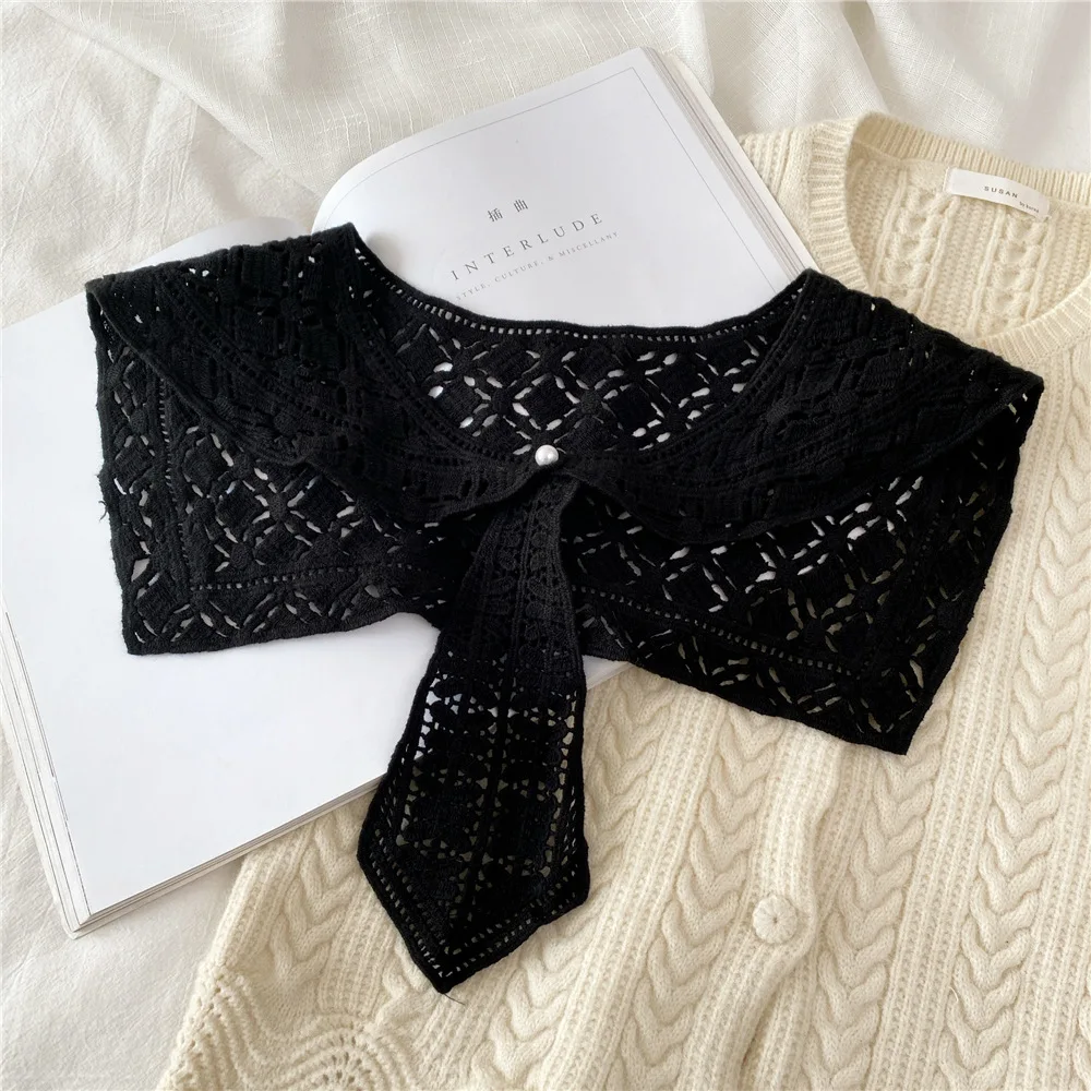 

Summer Fake Collars for Women Detachable Shirt False Collar Lapel Blouse Tops Neck Ties Hollow Small Shawl