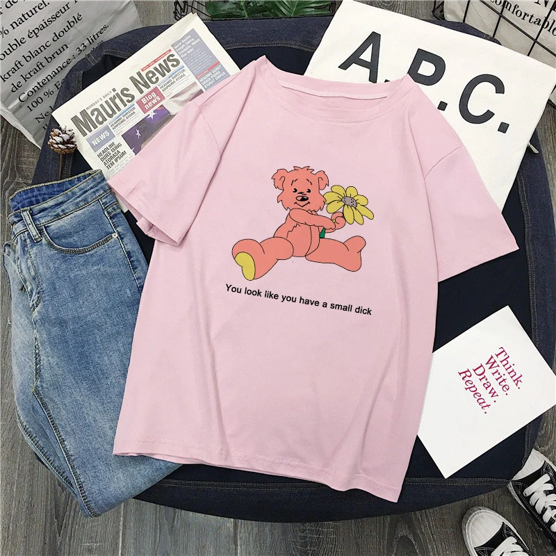 Футболка женская с принтом медведя в японском стиле Харадзюку милая