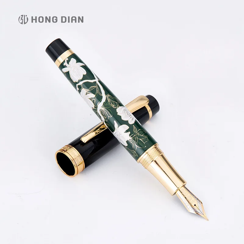 HongDian ручная роспись перьевая ручка синий девочек на вечеринки цветок перо 0 5 мм