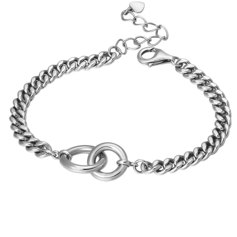 

Double Round Bracelet For Women Or Men 925 Sterling Thai Silver Women's Wrist Retro Ornament Cool Simple Fashion Fine Jewelry