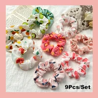 new 964pcs print fruit elastic scrunchie hairband summer rubber band floral hair bands ponytail for girls hair accessories