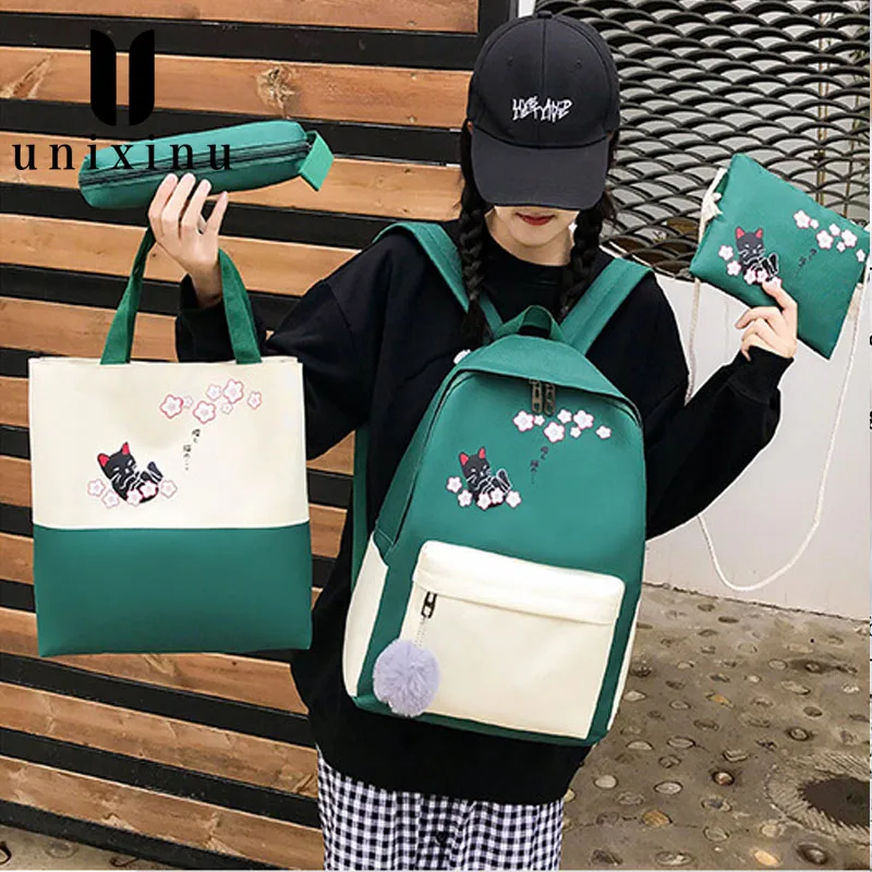 2019 модный школьный рюкзак набор из четырех предметов для девочек подростков