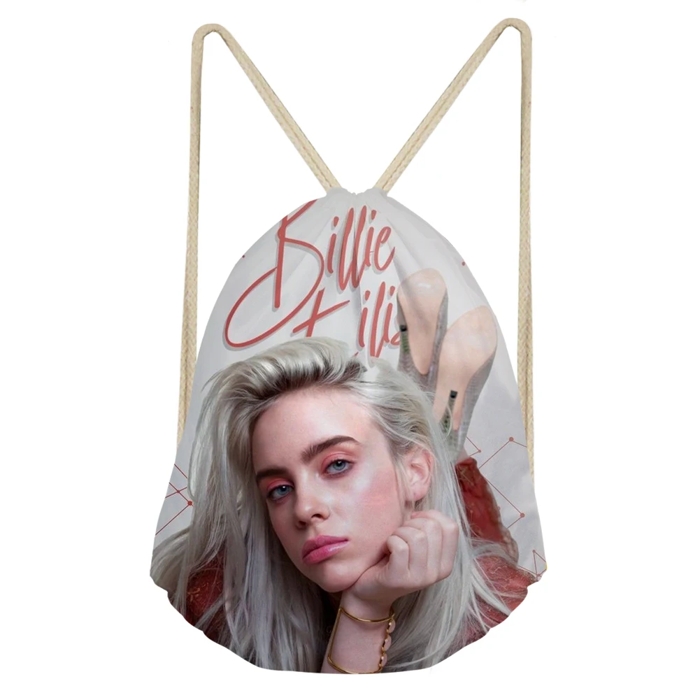 Thikin Billie Eilish Повседневное мешок на завязках сумка для йоги, спортивная сумка для йоги, рюкзак для малышей в мягкой обложке на низкой подошве; женские пляжные сумка со шнурком мешок