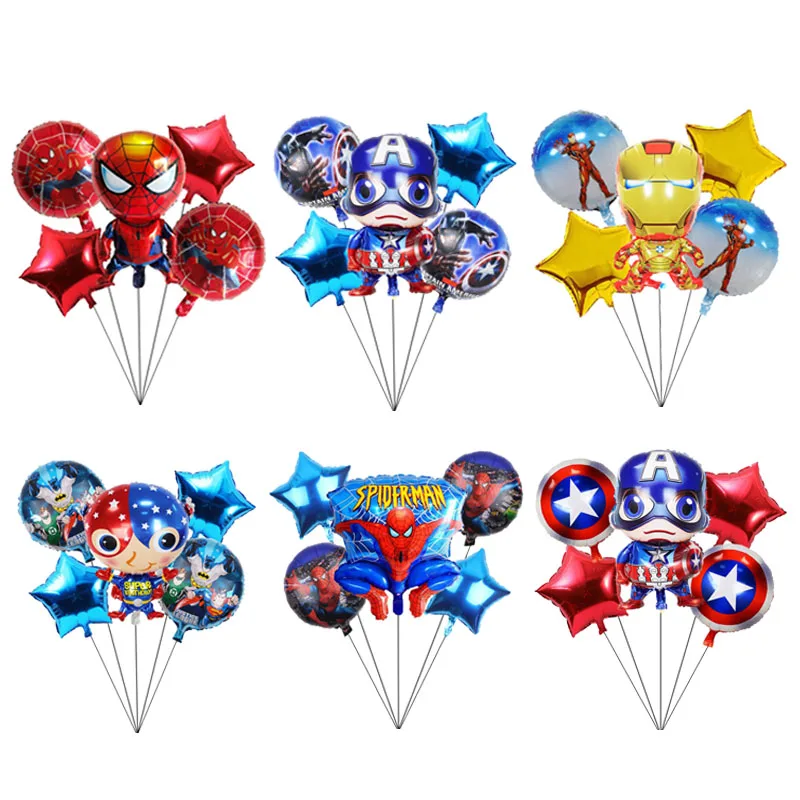 

5pcs/lot Cartoon Character Aluminum Film Helium Balloon Set Baby Shower Boy Birthday Party Decoration Children's Toy Balloon