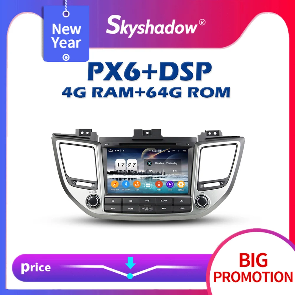 Автомобильный DVD-плеер PX6 DSP IPS Android 10 0 4 Гб + 64 GPS карта RDS радио wifi Bluetooth 720P для Hyundai