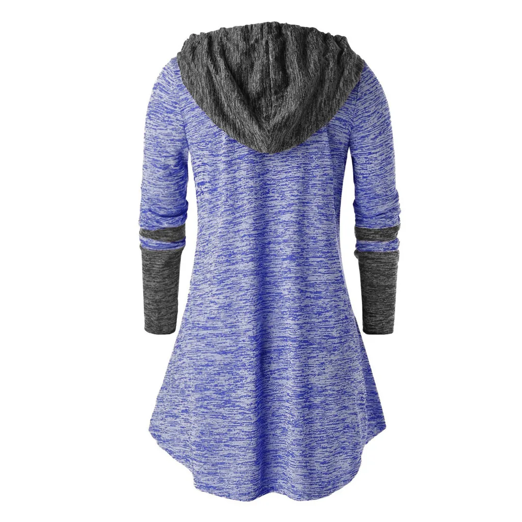 

Womail Shirt Women Autumn Long Sleeve Irregular shirt zip Loose Space dyeing Hooded Tunic camiseta Pullover Blusas female Plus