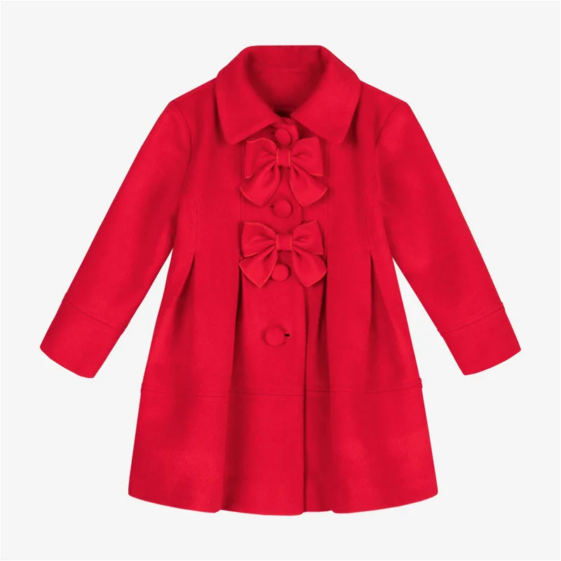 Child Girls Spring And Autumn Popular Bow Three-Dimensional Cutting Style Coat