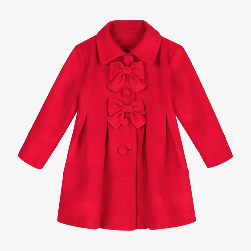 

Child Girls Spring And Autumn Popular Bow Three-Dimensional Cutting Style Coat