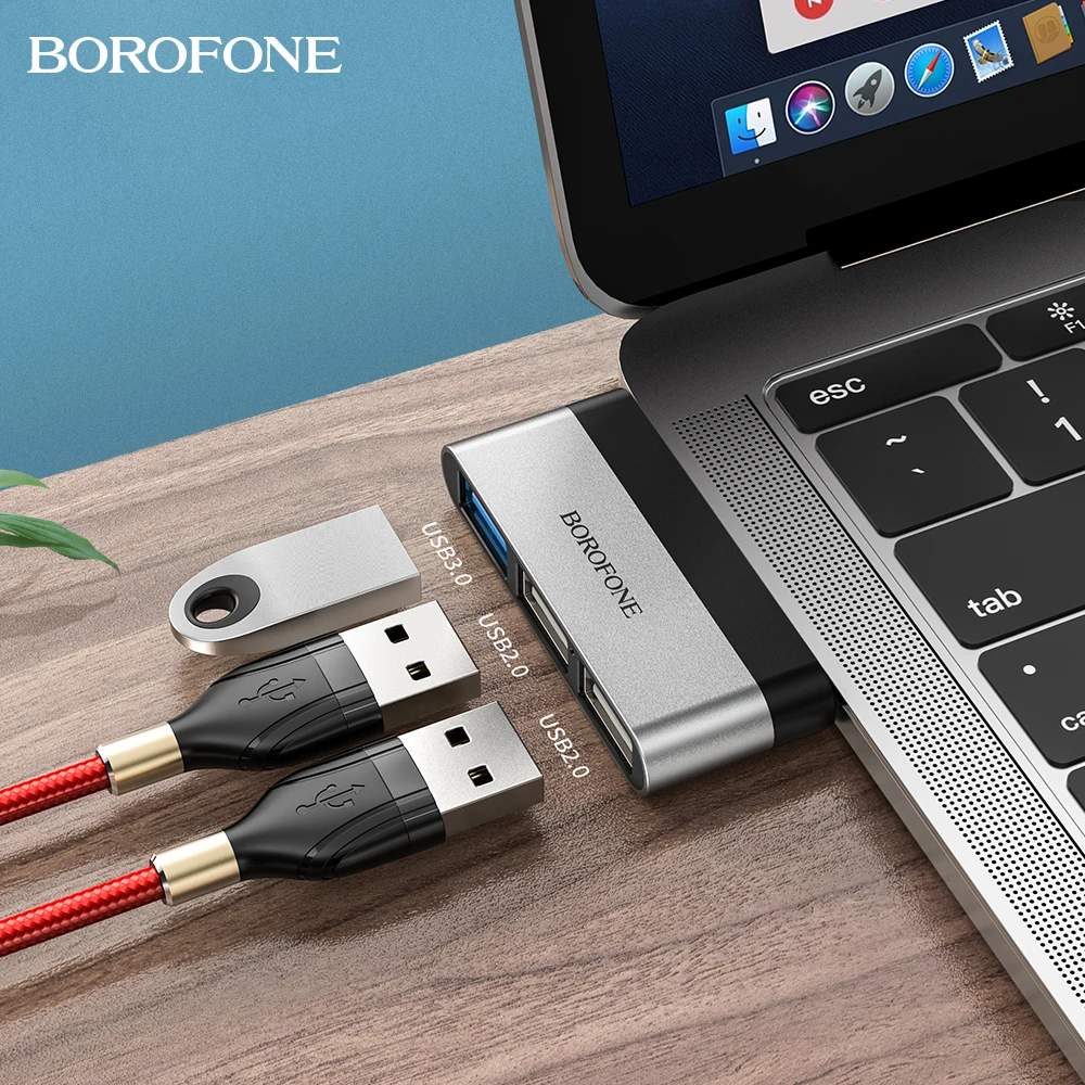 Borofone-Adaptador de concentrador USB tipo C, convertidor de Cable OTG rápido USB...