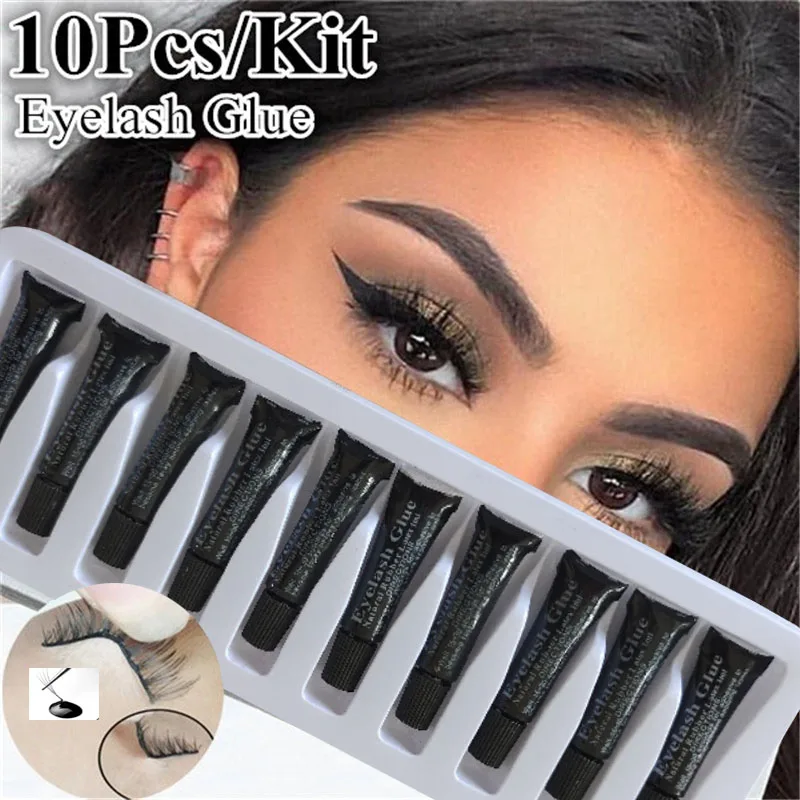

10Pcs/set Professional Eyelash Glue Dark-black Waterproof False Eyelashes Makeup Adhesive Eye Lash Glue Cosmetic Tools