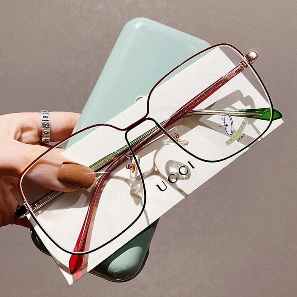 

2021 New Women Men's Glasses Anti Blue Light Decorative Eyeglasses Oversized Frame Vintage Square Clear Optical Lenses Computer