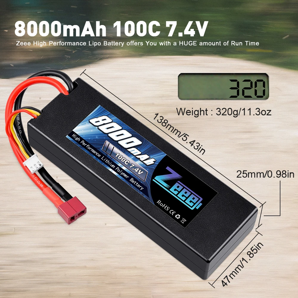 Zeee 2S Lipo Аккумулятор 7,4 V 100C 8000mAh Hardcase RC батарея зарядное устройство Deans Разъем для RC Автомобиль Грузовик Лодка Вертолет FPV гонки