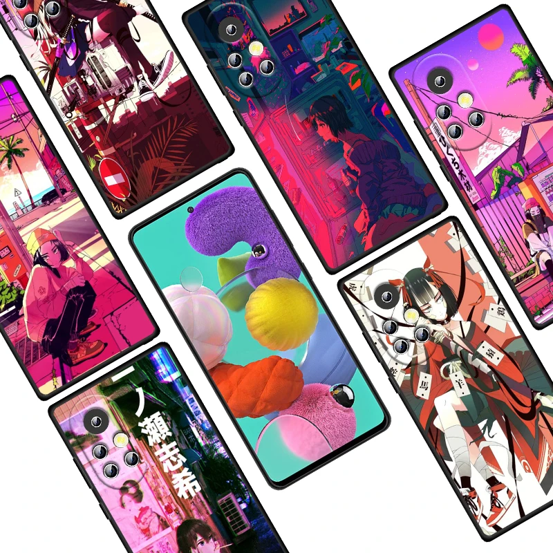 

Anime vaporwave aesthetic For Huawei Nova 9 8 7 6 SE 7i 5T 5i 5Z 5 4E 4 3i 3 E 2i 2 Lite Pro 2017 Black Phone Case Funda Capa