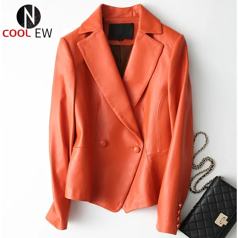 

2021 Casual Slim Real Leather Coat Women Natural Sheepskin Jacket Genuine Leather Office Lady Spring Jackets Jaqueta Feminina
