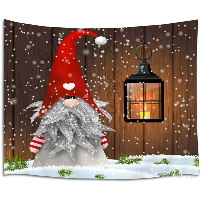 

Christmas Gnome Xmas Elf Santa Winter Snowflake Rustic Wood Pine Snow Scene By Ho Me Lili Tapestry For Room Dorm Decor