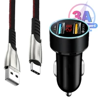 car charger dual usb fast charging mobile phone charger for huawei p50 p40 p30 p20 pro nova 9 8 se xiaomi samsung type c cable