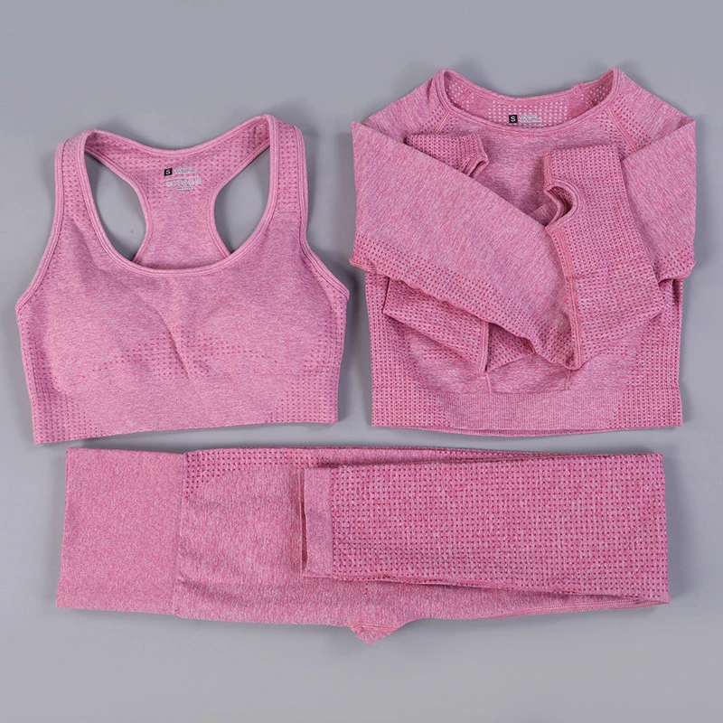 

Seamless Yoga Set Women Fitness Clothing Sportswear Padded Push-up Sports Bra Leggings Sport Women Fitness 3 Pcs Sports Suits