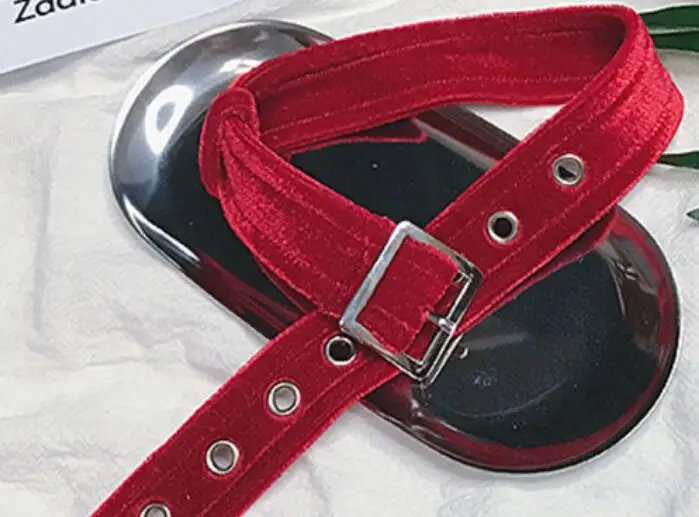 Готический панк Харадзюку многоцветная бархатная квадратная пряжка чокер для женщин Torques ожерелье аксессуары для повседневной одежды - Окраска металла: Red