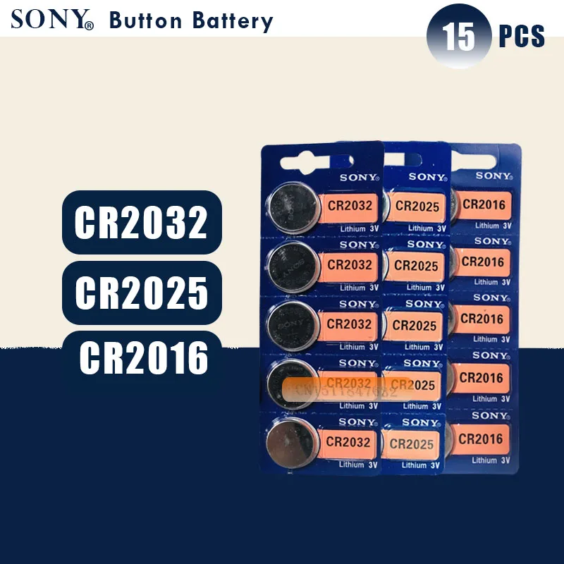 15 шт. оригинальный аккумулятор SONY cr2032 cr 2025 cr2016 3 в батарейки для монет часов