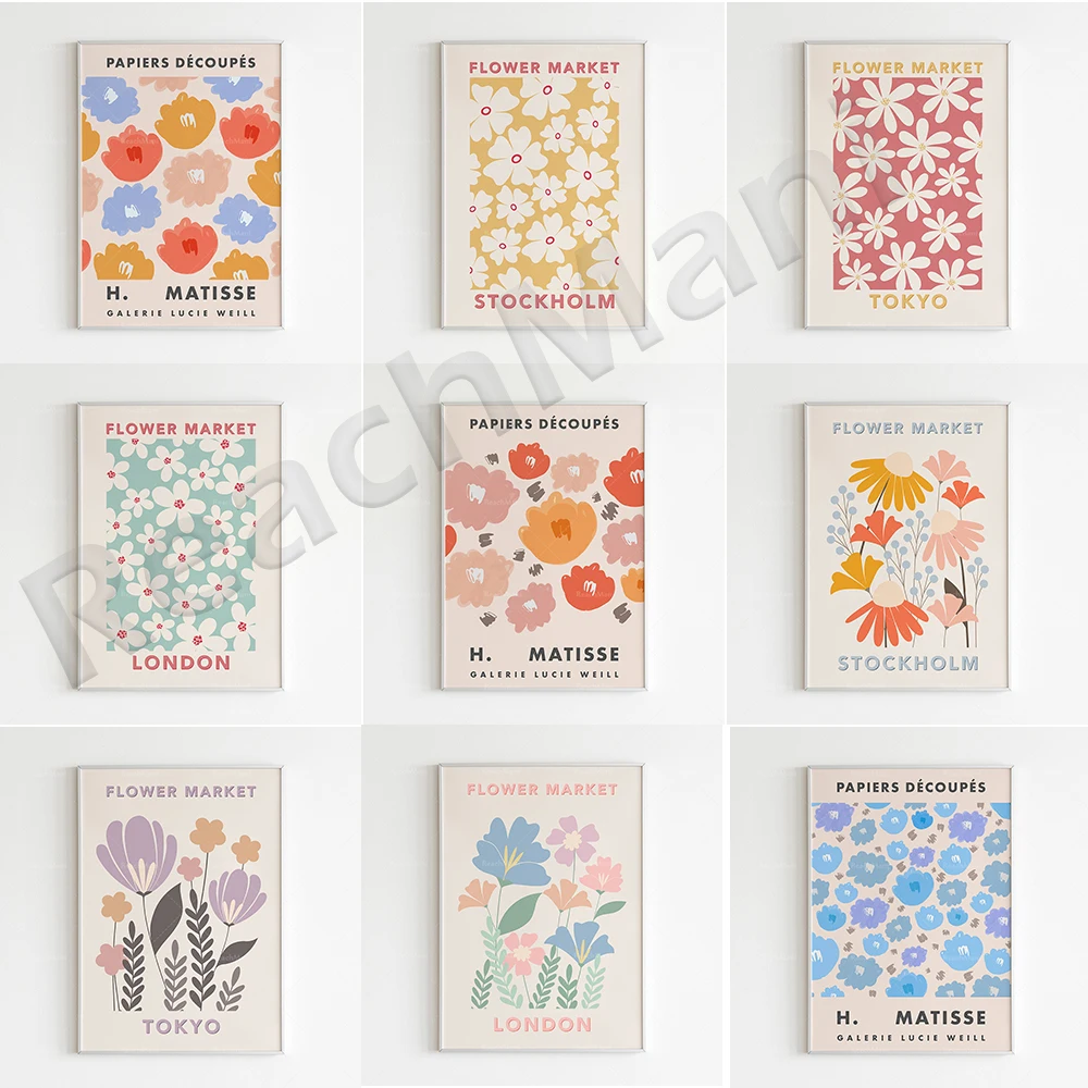 

Flower market poster, retro simple flower market art aesthetic poster, flower wall decoration, spring gallery wall decoration