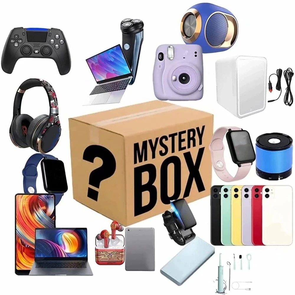 

Таинственные коробки Lucky Mystery, таинственные случайные продукты, есть шанс открыть: такие как дроны, умные часы, геймпад, все, что возможно