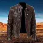 Мужские Куртки из искусственной кожи на молнии, однотонная водонепроницаемая верхняя одежда с капюшоном, Повседневная ветрозащитная осенне-зимняя куртка, искусственная кожа