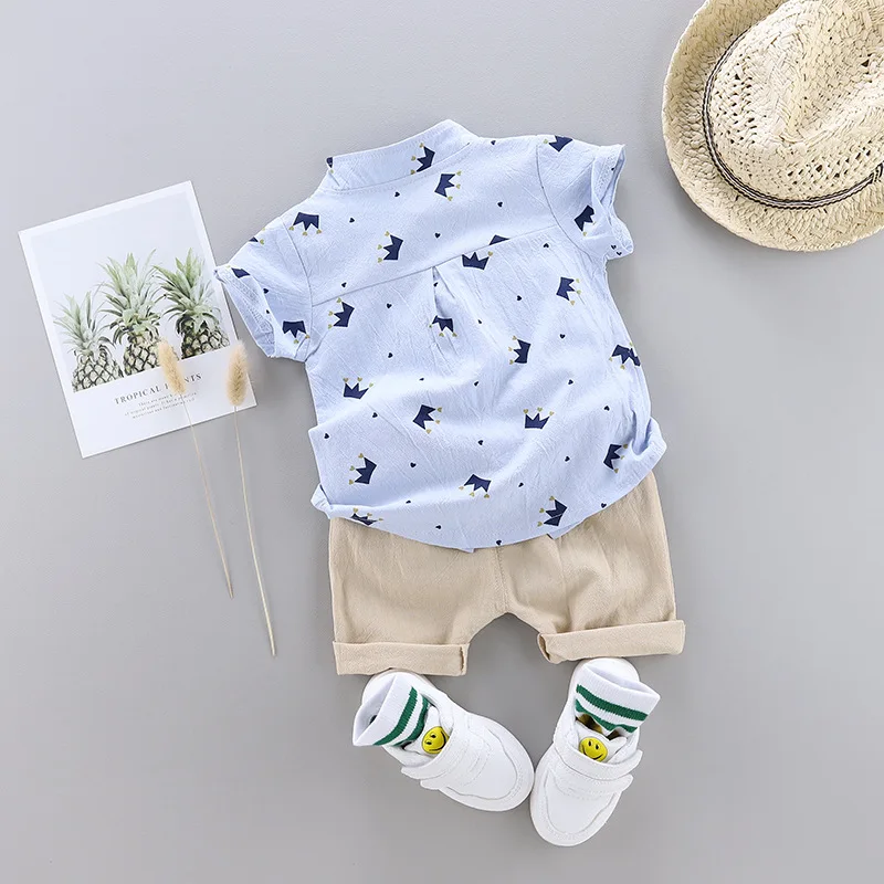 IENENS Summer Baby Boys Clothes Clothing Sets Kids Short Sleeve Shirt + Shorts Outfits 1 2 3 4 Years Child Bow Tie Shirts Suits |