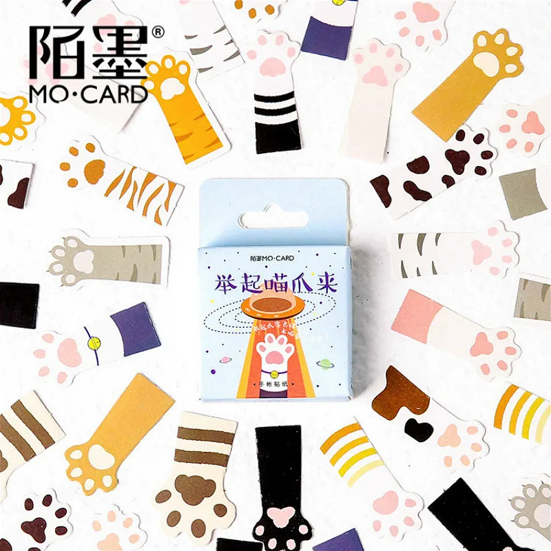 

40 Pcs/Lot Colorful Cat's Paw Wall Stickers Refrigerator Black Sticker Butterfly Pattern Home Decoration Kitchen Wall Art Mural