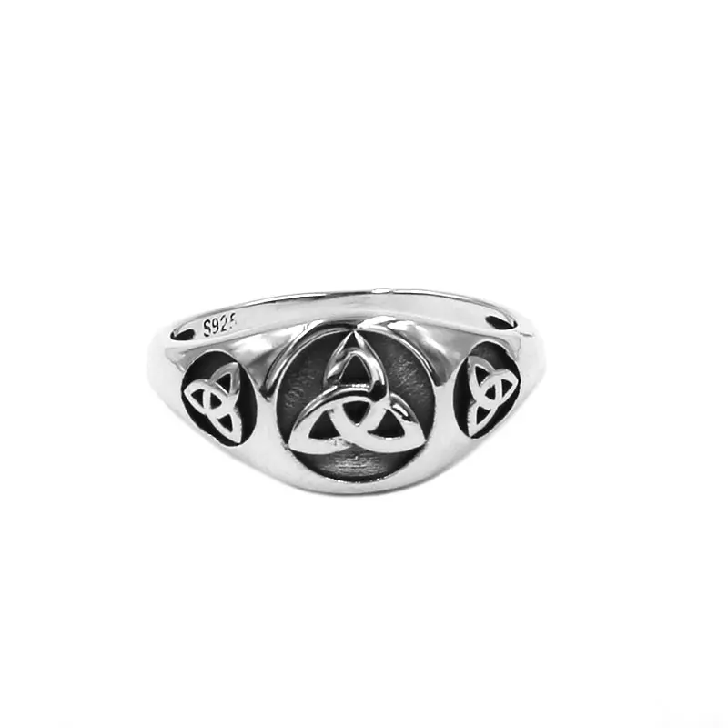 

Fashion S925 Sterling Silver Celtic Knot Ring Claddagh Irish Style Norse Viking Silver Wedding Ring for Women Girls SWR0944A