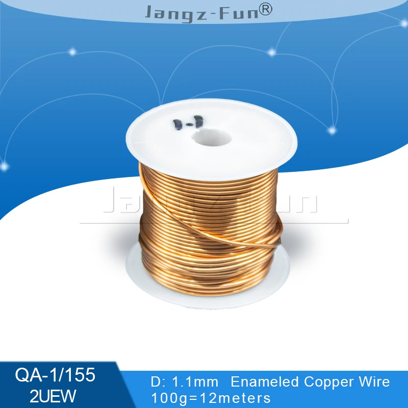 100 г, 12 метров, полиуретановая эмалированная медная проволока диаметром 1,1 мм, лакированная медная проволока QA-1/155, новая Перемычка трансформатора 2 в