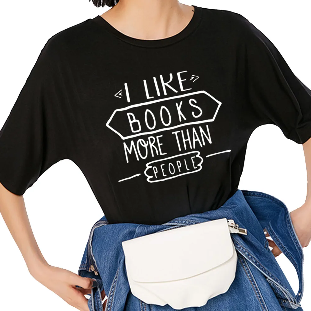 Футболка с надписью I LIKE Book More Than People забавная Женская одежда повседневные топы