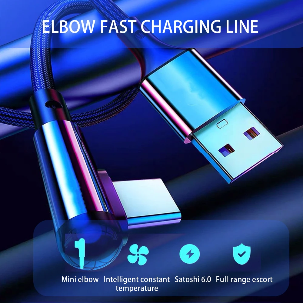 3A (под углом 90 градусов) для микро кабель с разъемом USB Type C передачи данных и