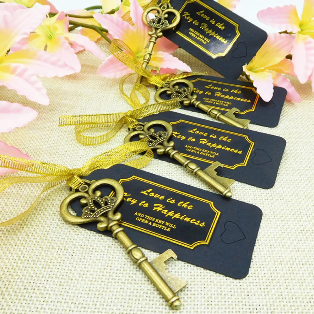 

36/50pcs Key Bottle Opener with Tags Zinc Alloy Beer Open Wedding Gift Kitchen Tool Accessories Special Events Party Supplies