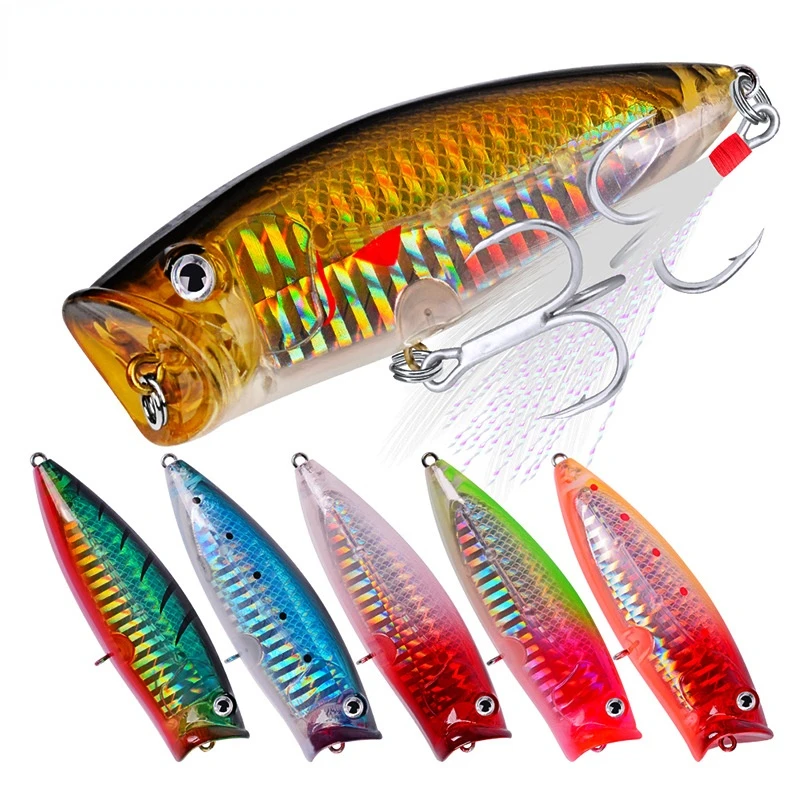 

Popper Fishing Lures 4# Hook 8.5cm 19.5g Floating Saltwater Bass Bait Crankbait Aritificial Wobblers Fishing Tackle