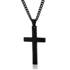 Винтажный крест-кулон ожерелье из нержавеющей стали черная цепь кулон ожерелье мужское ожерелье (60 см)