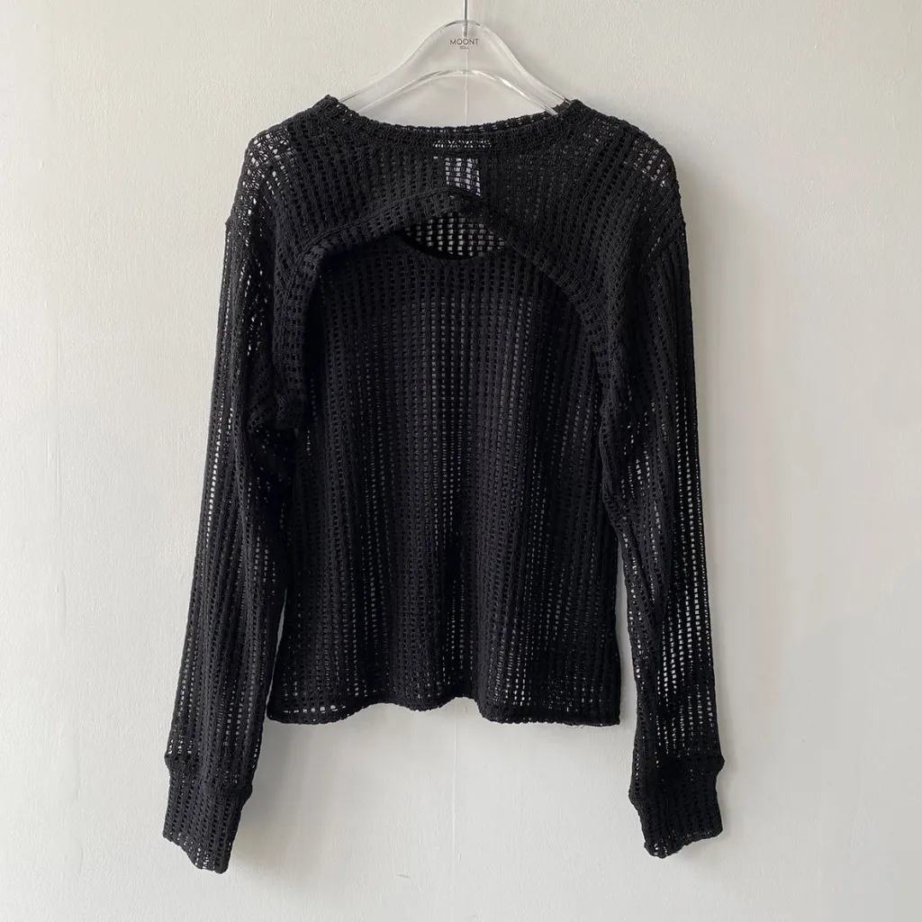 

Korejpaa Women T-Shirts 2021 Summer Korean Chic Temperament U-Neck Hollow See-Through Vest Stacking Sunscreen Blouse Suits